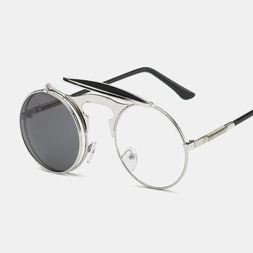 Lunettes de soleil rétro Punk Steam Flip en métal Lunettes de soleil hipster