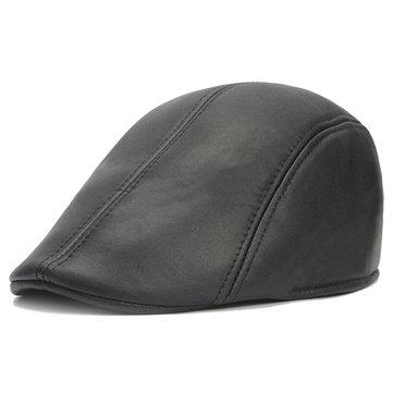 Casquette de béret en cuir PU Vintage