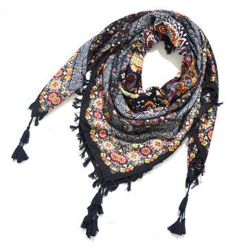 Foulard imprimé à pompons noué Foulard carré jacquard