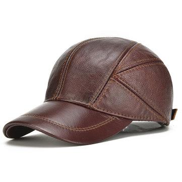 Casquette de Baseballe Hiver en Cuir avec Rabat d'oreille