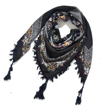Foulard imprimé à pompons noué Foulard carré jacquard