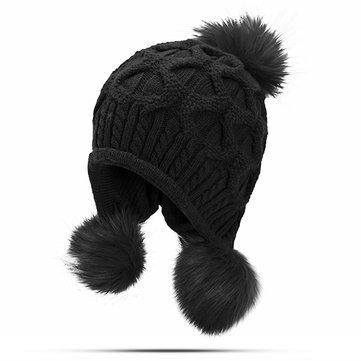 Bonnet à pompons Bonnet en laine tricoté au crochet