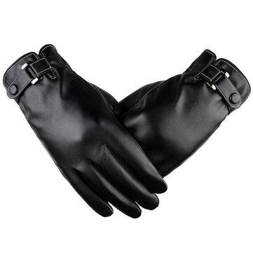 Gants unisexes chauds épais coupe-vent à écran tactile en cuir PU