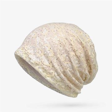 Bonnet d'été respirant en coton et dentelle