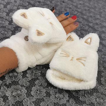 Gants de dessin animé en peluche avec motif de chat