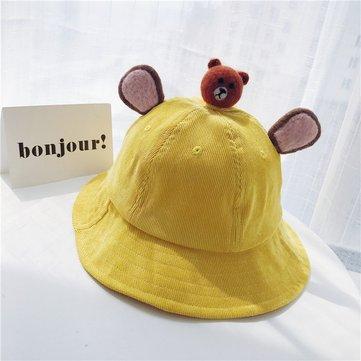 Chapeau de seau en velours côtelé oreilles de lapin mignons