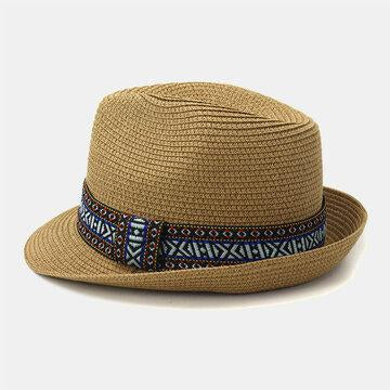 British Wind Small Jazz Chapeau de paille Outdoor Seaside Sunscreen Sun Sun