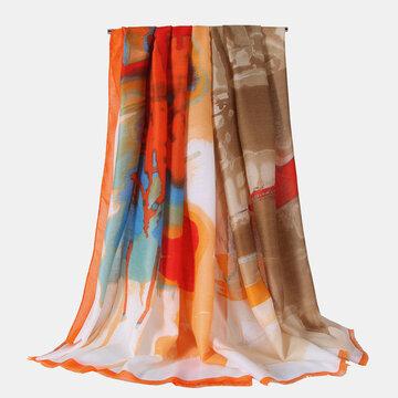 Foulard ethnique multicolore Foulard mince en satin tie-dye