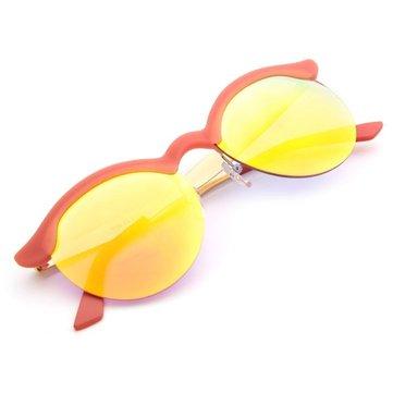 Lunettes de soleil rondes demi-cadre jambes en alliage Lunettes colorées