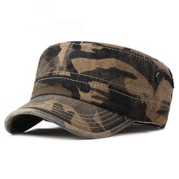 Bonnet plat en coton lavé camouflage