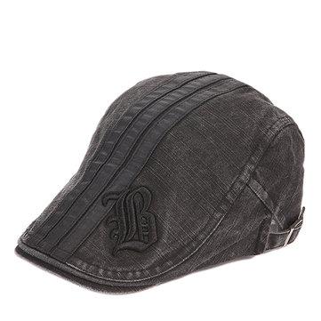 Casquette plate en coton à rayures avec lettre brodée