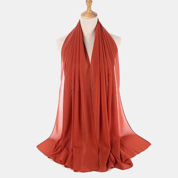 Pure Color Ethnic Wind Chiffon Turban Turban Muslim Turban Scarf