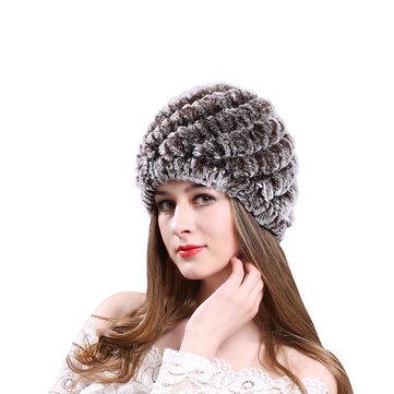 Classique Rex Rabbit Fur Beanie Chapeaux