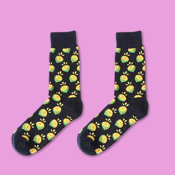 Vente chaude Impression de fruits Chaussettes chaudes de tube moyen de coton