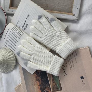 Gants d'écran tactile chauds Gants en laine tricotés en couleur