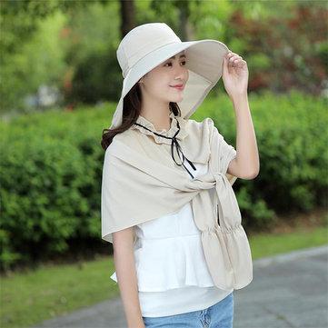 Chapeau de soleil de couleur unie avec châle