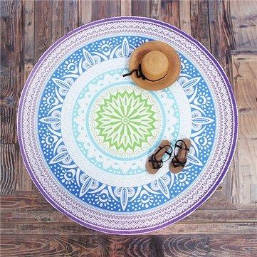 Blue Round Beach Towel Shawl Yoga Tapestry Tapestry Wall Tapestry