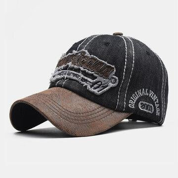 Casquette de baseball en denim délavé avec lettres brodées