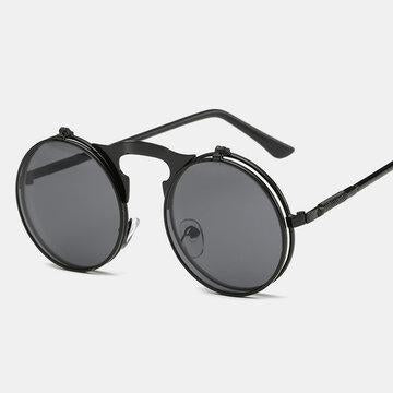 Lunettes de soleil rétro Punk Steam Flip en métal Lunettes de soleil hipster