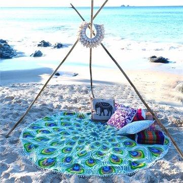 Tapis de plage rond serviette écran solaire châle écharpe tenture murale Tapisserie