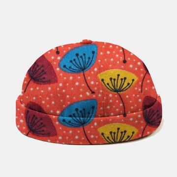 Casquette de crâne décontractée à motif floral à pois