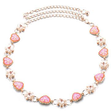 Ceinture en métal avec strass et chaîne en forme de coeur avec motif de danse du ventre