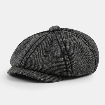 Rétro Twill Style Britannique Automne Hiver Gardez Au Chaud Casquettes Plates