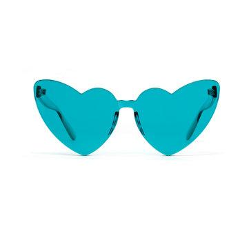 Siamois morceau lunettes coeur de pêche sans cadre femelle rétro
