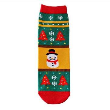 Chaussettes en coton et de Noël Cute Cartoon Edelweiss Deer Snowman Bear Cadeau Chaussettes chaudes d'hiver