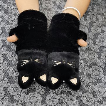 Gants de dessin animé en peluche avec motif de chat