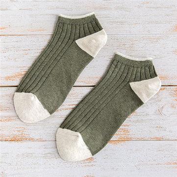 Chaussettes confortables à rayures verticales en coton