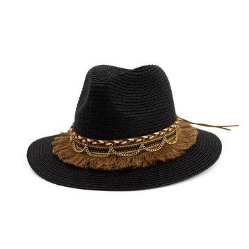 Chapeau de paille pare-soleil pampille