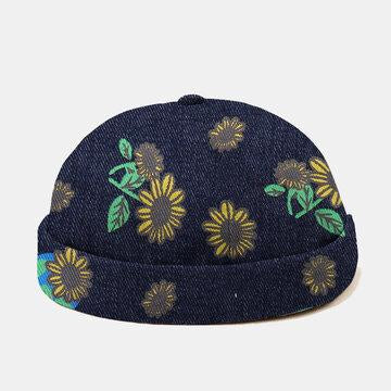 Bonnet décontracté à motif de tournesol floral Cap Cap Skull