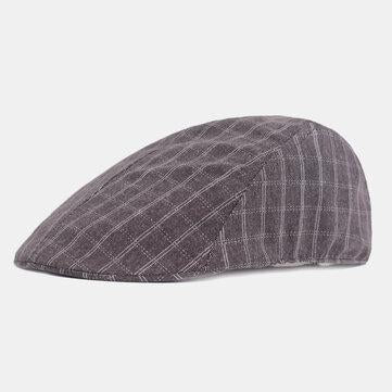 Chapeaux de béret en coton lavé Visière réglable Chapeaux à carreaux avant