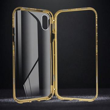 Étui de téléphone pour iPhone avec cadre en verre transparent et métal à cadre unique