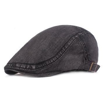Béret ajustable en coton lavé Cowboy avec couleur unie