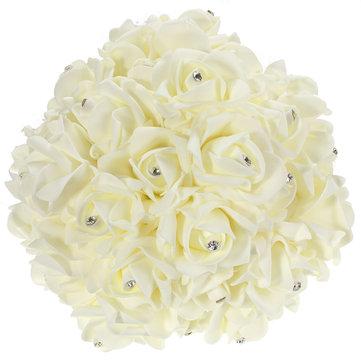 Bouquet de 30 roses en foam à cristal artificiel décoratif décoration pour maison mariage fête