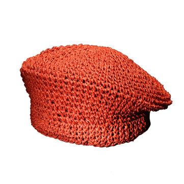 Chapeau de paille béret de couleur unie