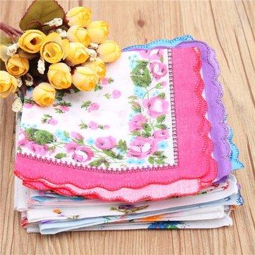 Floral handkerchief with crescent edge