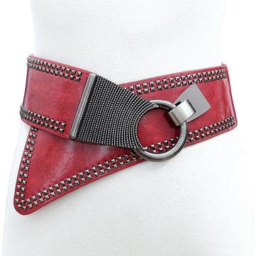 Ceinture de taille large élastique en diagonale de style punk, 74 cm