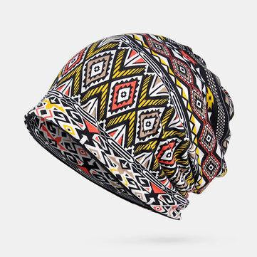 Bonnet en coton ethnique rétro à motif irrégulier