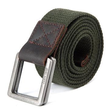 130CM Mens Retro Double Anneaux Pin Boucle Ceinture Casual Toile Ceinture Tactique Militaire