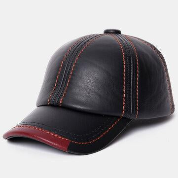 Casquette coupe-vent vintage en cuir véritable