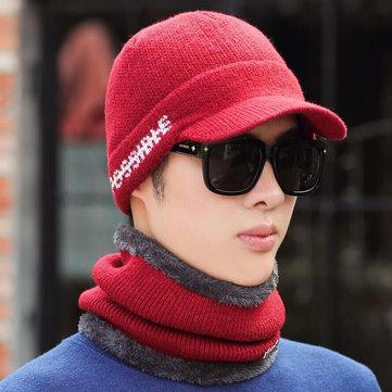 Chapeau de laine avec lettre tricot oreillettes foulard ensemble de chapeau