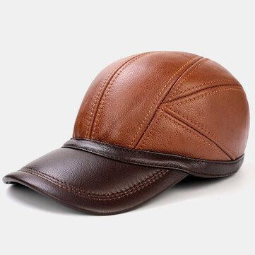 Casquette de baseball extérieure en cuir véritable Casquettes coupe-vent