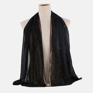 Écharpe musulmane Hijab en mousseline de soie longue écharpe perlée