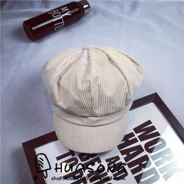 Chapeau d'oeuvre vintage en velours côtelé octogonal épais