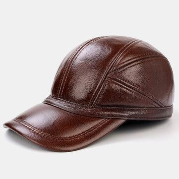 Casquette de baseball extérieure en cuir véritable Casquettes coupe-vent