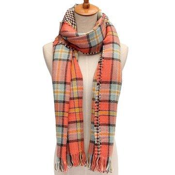 Épaissir couverture surdimensionné écharpe en tartan glands Pashmina à carreaux