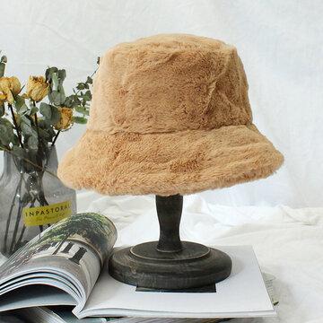 Chapeau de seau d'hiver chaud et épais en fourrure